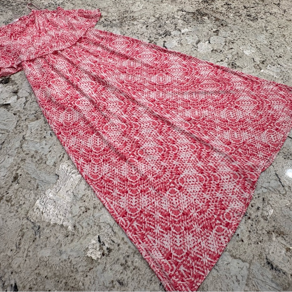 NY Collection Red and White Maxi Dress